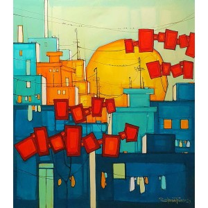 Salman Farooqi, 30 x 36 Inch, Acrylic on Canvas, Cityscape Painting, AC-SF-399